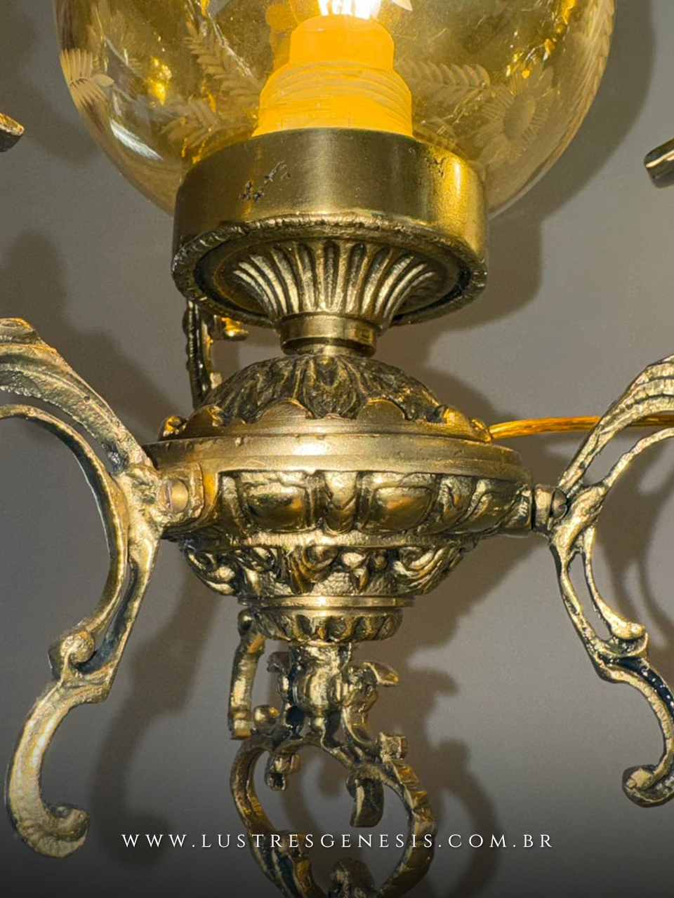 Lustre Pendente Bronze Antigo Vidro &Acirc;mbar
